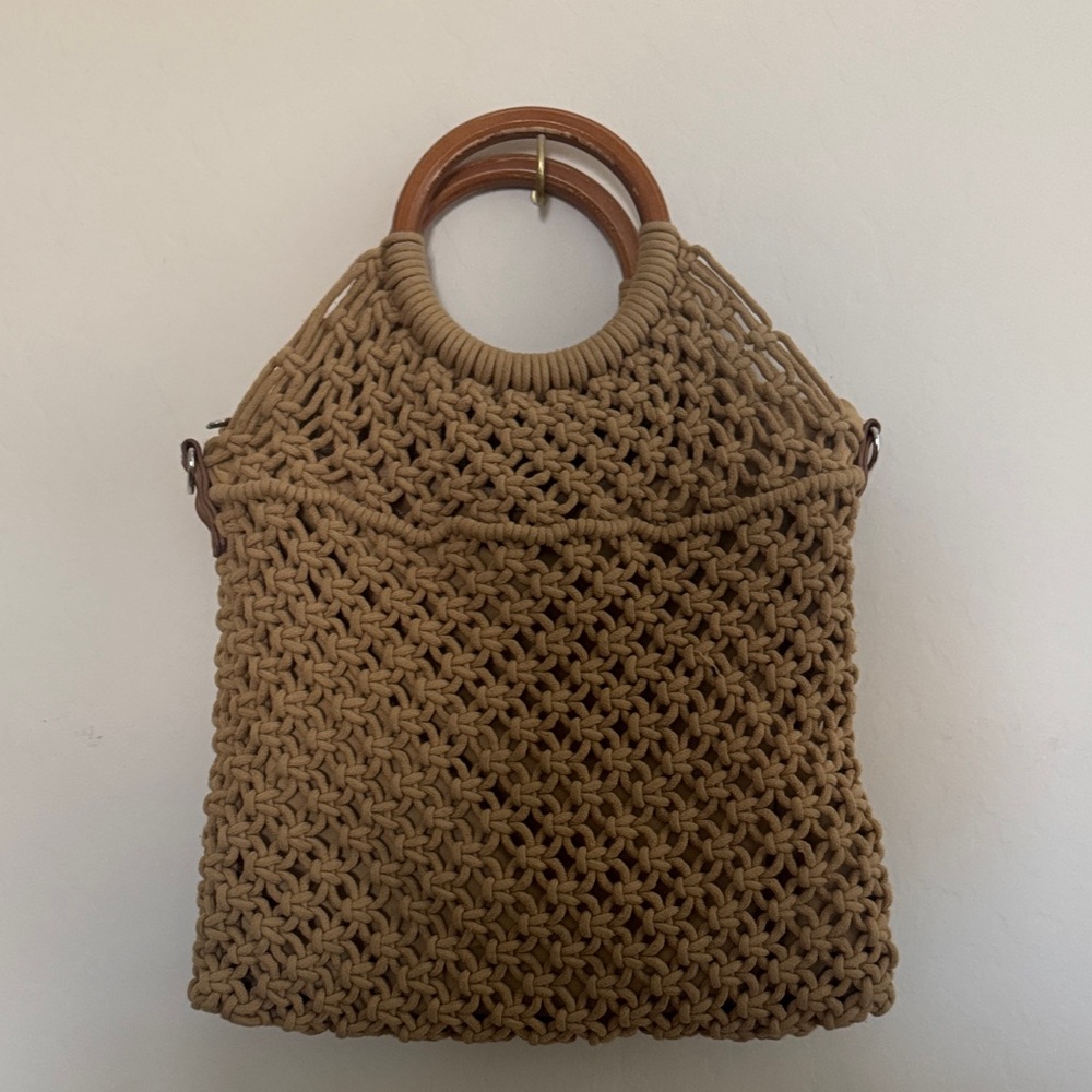 Free People Tan Crochet Shoulder Bag - Picture 2 of 4